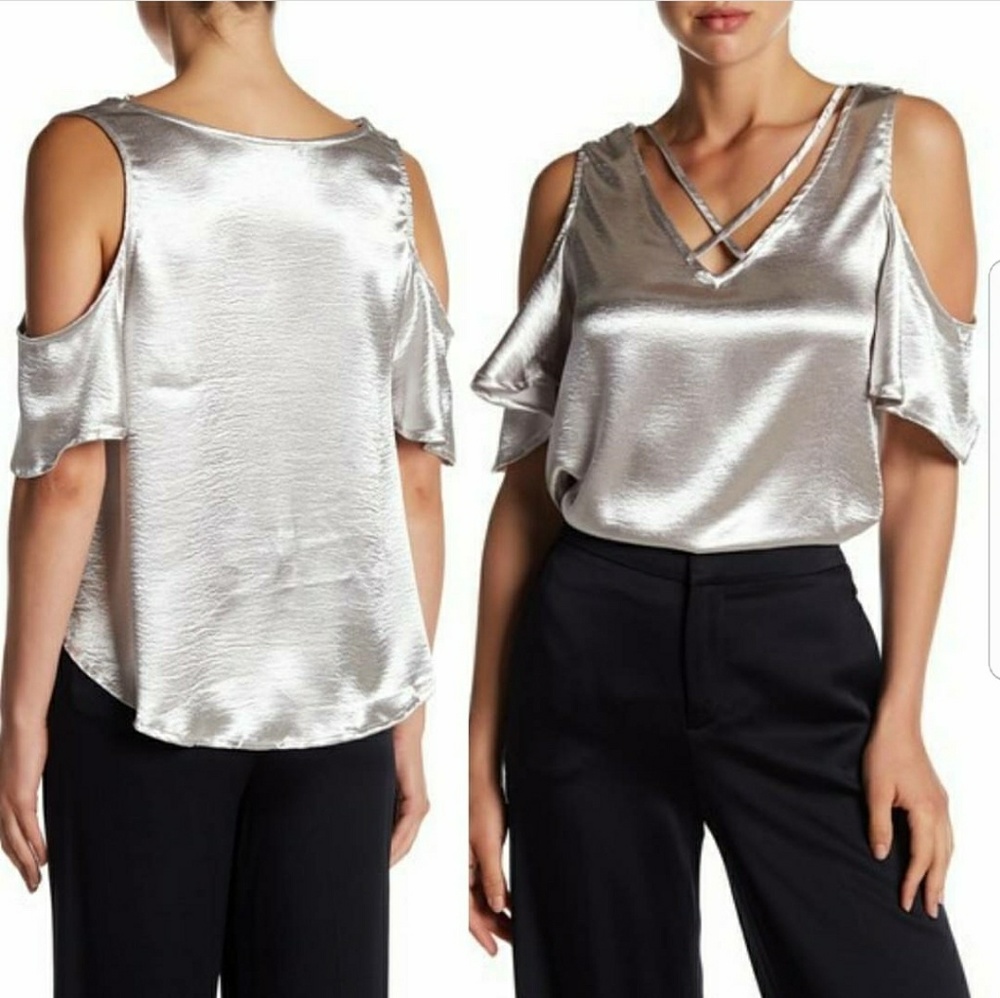 Metallic Cold Shoulder Blouse